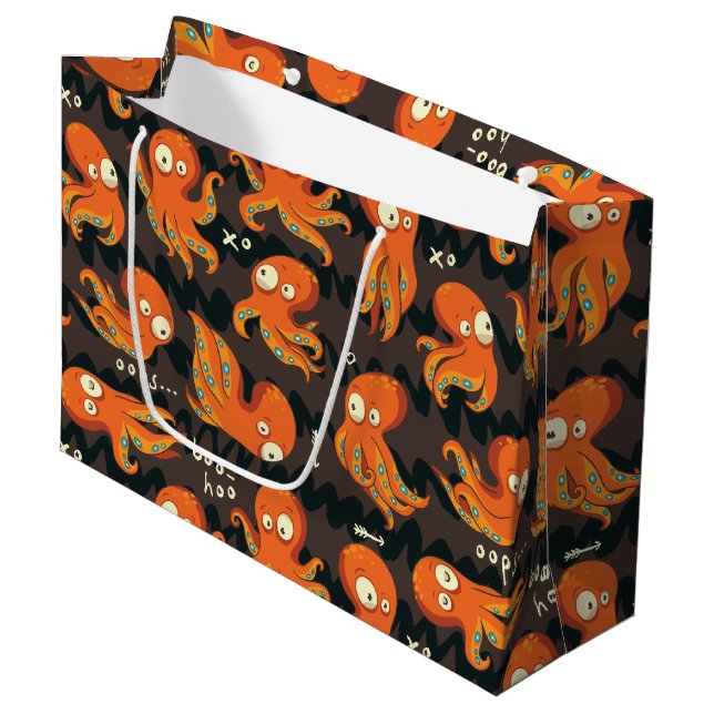 Grand Sac Cadeau Boo Octopus Orange & Black Kids Vêtements & Décor (Devant Angle)
