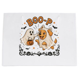 Grand Sac Cadeau Boo P Fantôme et Chien Design Halloween | Joli Fan