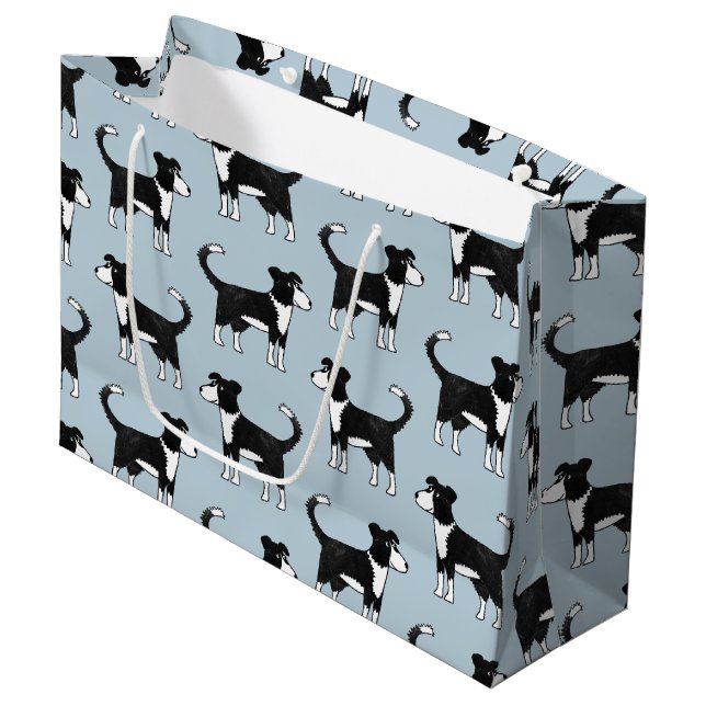 Grand Sac Cadeau Bordure Collie Sheep Chien (Devant Angle)