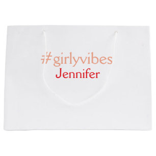 Grand Sac Cadeau Bossbabe hashtag rose clair ajouter nom fille patr