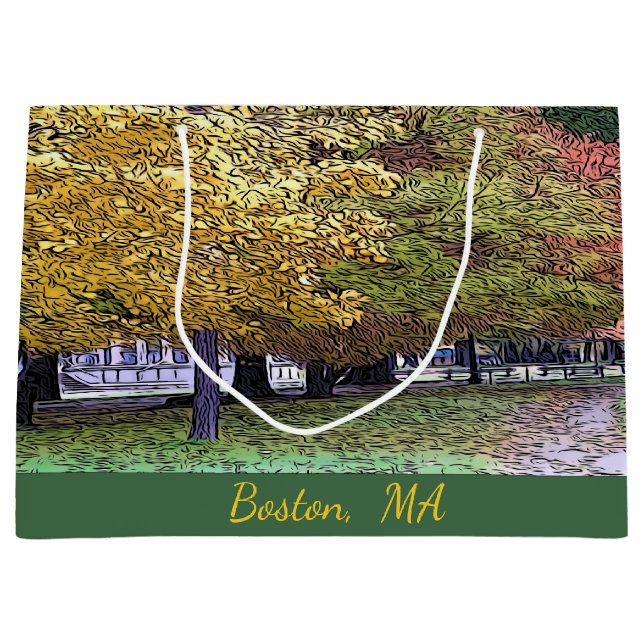 Grand Sac Cadeau Boston, Massachusetts Fall Foliing (Devant)