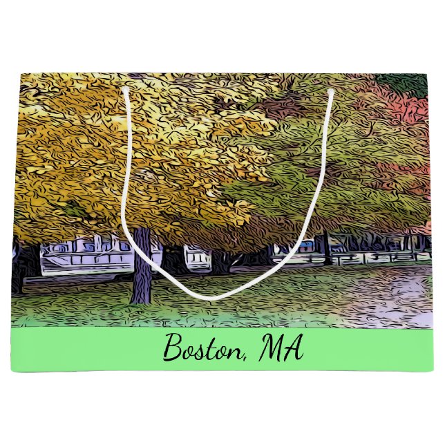 Grand Sac Cadeau Boston, Massachusetts Fall Foliing (Devant)