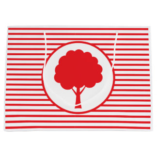 Grand Sac Cadeau Botanic Red Stripes Tree Gift Bag