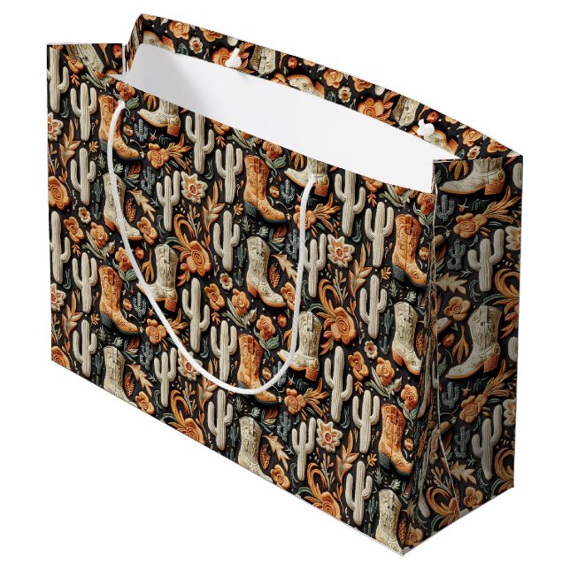 Grand Sac Cadeau Bottes Et Cactus  (Dos Angle)