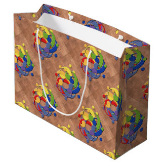 Grand Sac Cadeau Boule de puzzle d'arc-en-ciel de clef basse sur