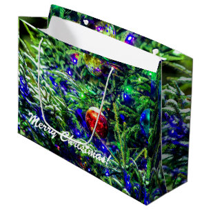 Grand Sac Cadeau Boule rouge arbre de Noël vert