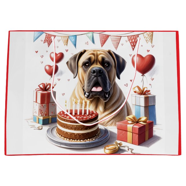 Grand Sac Cadeau Bouledogue anglais Mastiff Anniversaire  (Devant)