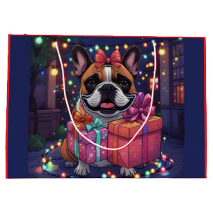 Grand Sac Cadeau Bouledogue français Noël