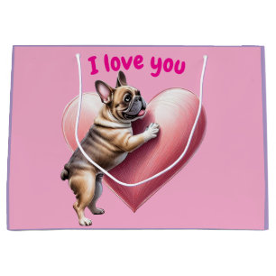 Grand Sac Cadeau Bouledogue français Saint-Valentin French Bulldog