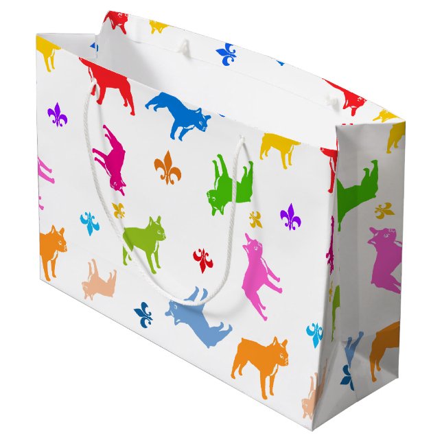 Grand Sac Cadeau Bouledogues français (Dos Angle)