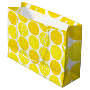 Grand Sac Cadeau Boules de Pickleball Jaune, Servant 0-0-2, sur Bla