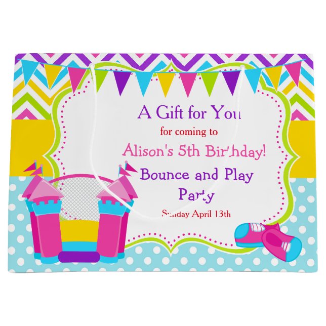 Grand Sac Cadeau Bounce House Bouncy Castle Birthday Girl Merci (Devant)
