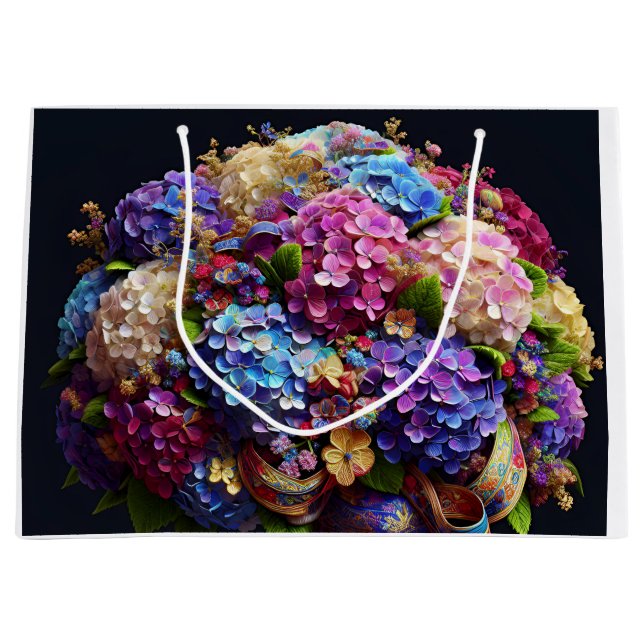 Grand Sac Cadeau Bouquet d'Hydrangea, par Natasha Us (Devant)