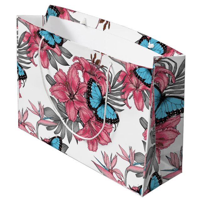 Grand Sac Cadeau Bouquet tropical (Dos Angle)