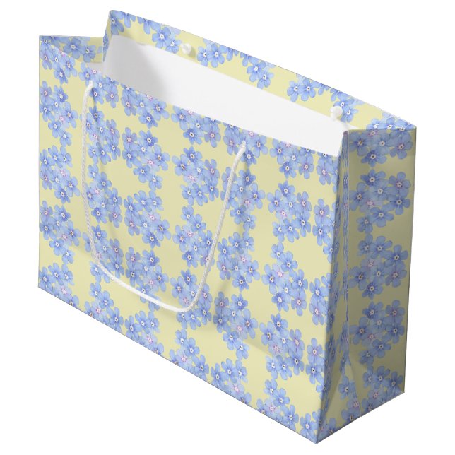 Grand Sac Cadeau Bouquets de Bouquets Bleus (Devant Angle)