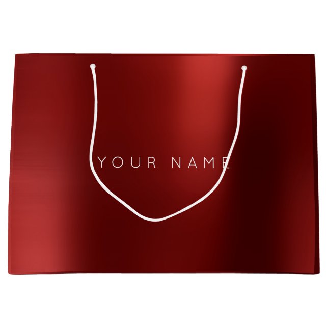 Grand Sac Cadeau Bourgogne Ruby Blanc Plum Minimal Favoriser Cadeau (Devant)