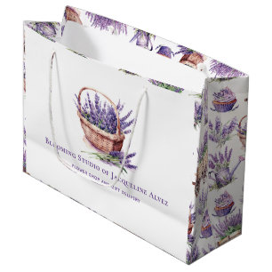 Grand Sac Cadeau Boutique de fleurs à l'aquarelle élégante et moder