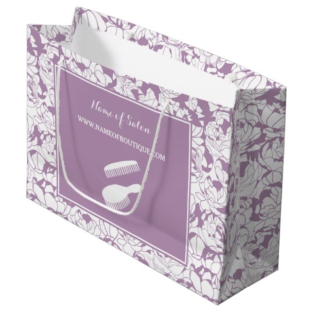 Grand Sac Cadeau Boutique florale violette moderne de cheveux et de (Devant Angle)