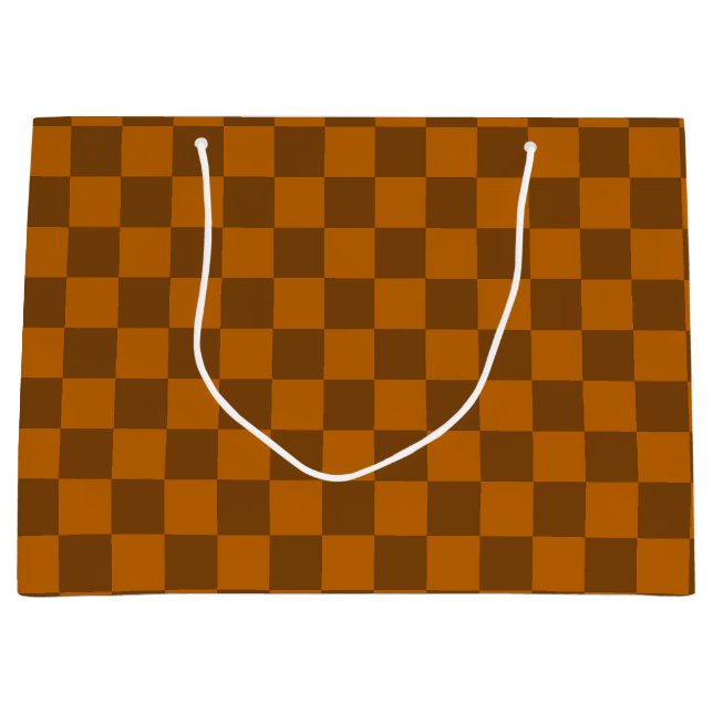 Grand Sac Cadeau Bouton À damiers Brown (Devant)