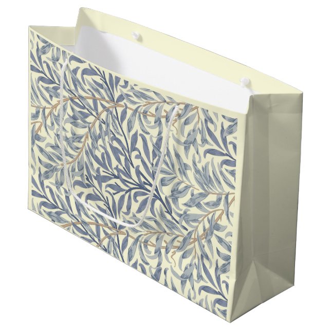 Grand Sac Cadeau Bouton bleu saule (par William Morris) (Devant Angle)