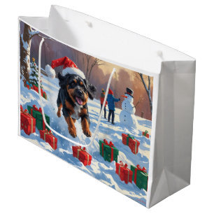 Grand Sac Cadeau Bouviers des Flandres Scène de neige festive de No