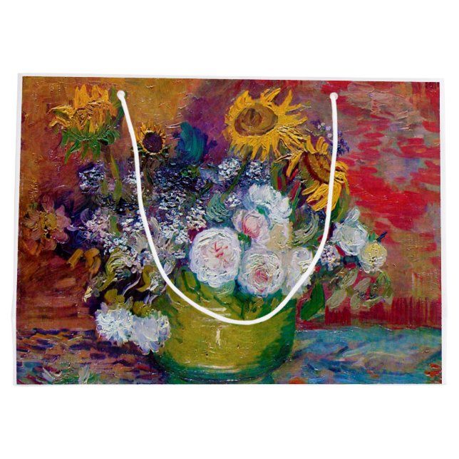 Grand Sac Cadeau Bowl avec fleurs, Van Gogh (Dos)
