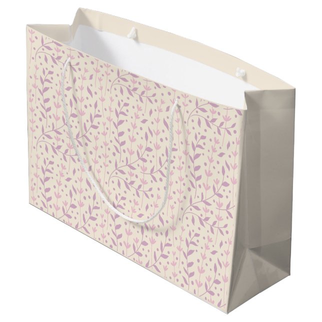 Grand Sac Cadeau Branches de Prairie en Rose de Printemps (Dos Angle)