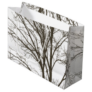 Grand Sac Cadeau Branches rustiques de l'arbre Brown