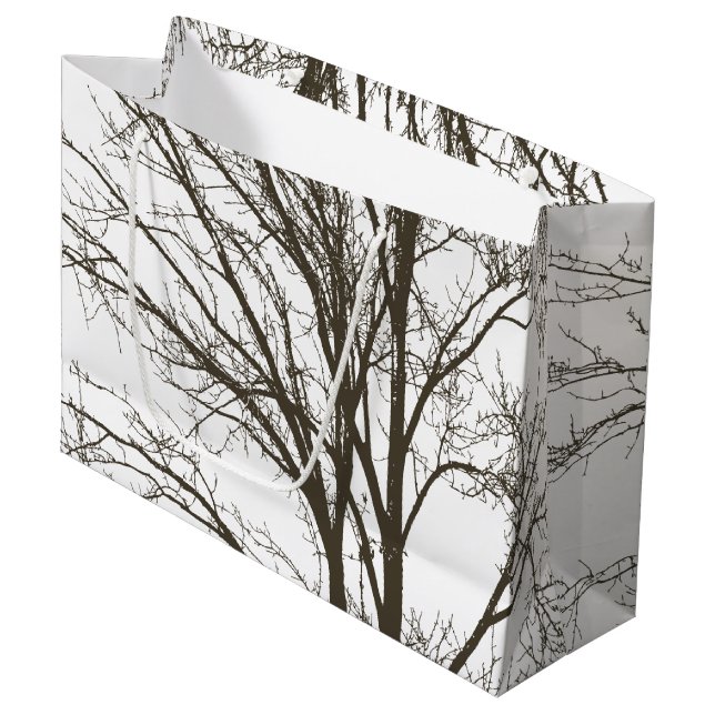 Grand Sac Cadeau Branches rustiques de l'arbre Brown (Devant Angle)
