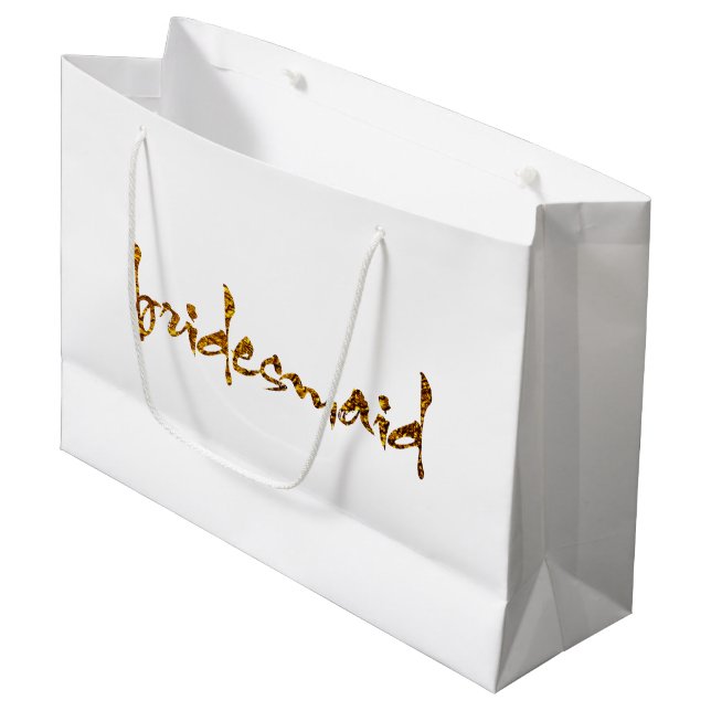 Grand Sac Cadeau Bridesmaid Faux Gold (Devant Angle)