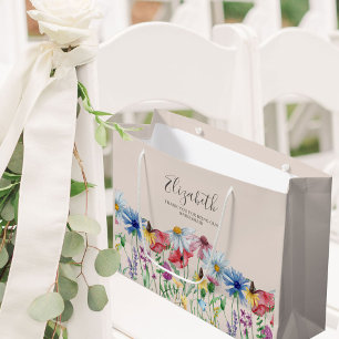 Grand Sac Cadeau Bridesmaid Fleur sauvage Charm Merci
