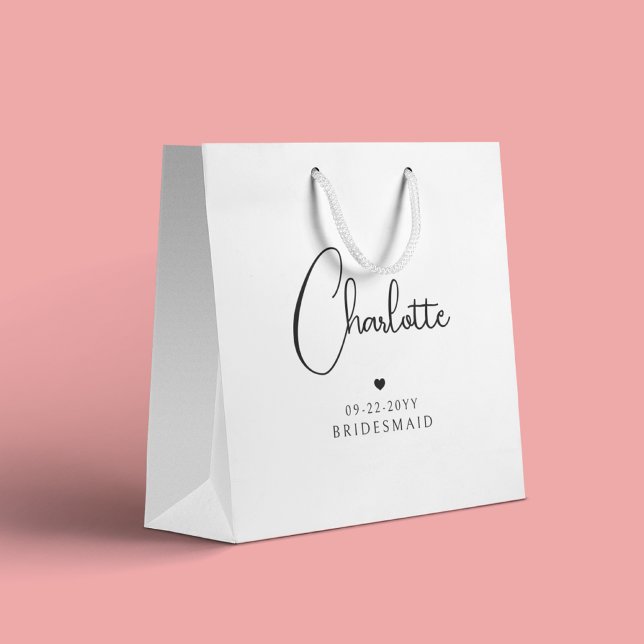 Grand Sac Cadeau Bridesmaid Mariage Simple Modern Script Nom (Créateur téléchargé)