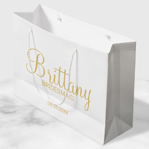 Grand Sac Cadeau Bridesmaitres personnalisées en blanc et or modern