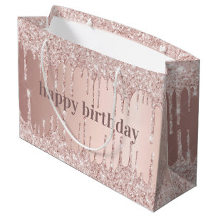 Grand Sac Cadeau Broussaillements de parties scintillant or rose d'
