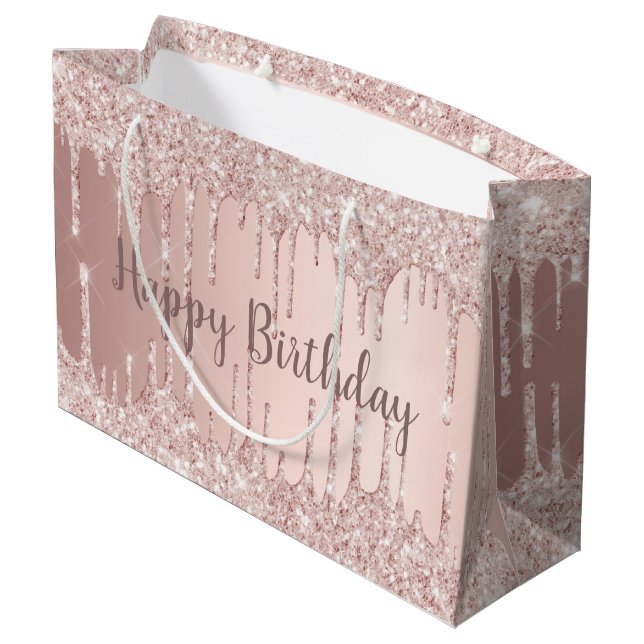 Grand Sac Cadeau Broussaillements de parties scintillant or rose d' (Dos Angle)