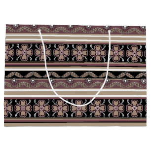 Grand Sac Cadeau Brown noir mexicaine bandes ornementales