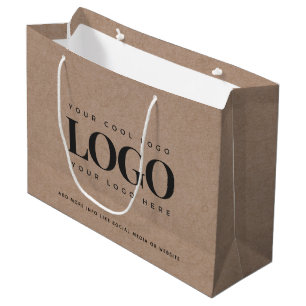 Grand Sac Cadeau Brown papier Kraft Look rond logo affaires personn