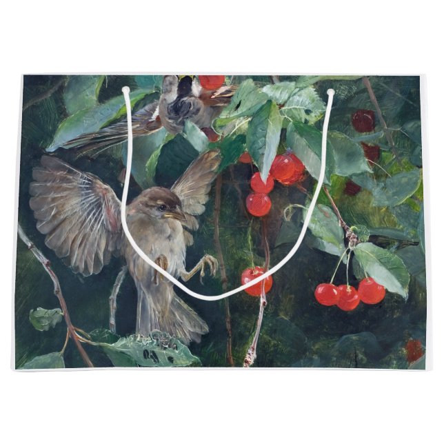 Grand Sac Cadeau Bruants dans un cerisier, Bruno Liljefors (Devant)