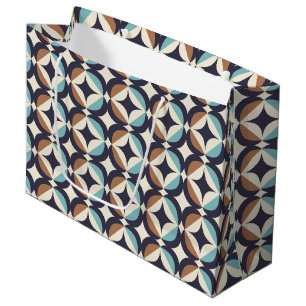 Grand Sac Cadeau Brun moderne de la moitié du siècle et motif