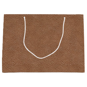 Grand Sac Cadeau Brun naturel en cuir de Faux