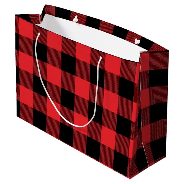 Grand Sac Cadeau Buffalo Plaid Red Black Check (Dos Angle)
