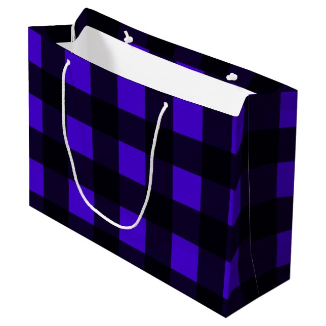 Grand Sac Cadeau Buffle Bleu Grande Plaid (Devant Angle)