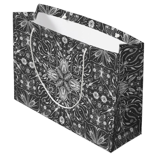 Grand Sac Cadeau Bugs, blanc cassé sur fond noir (Dos Angle)