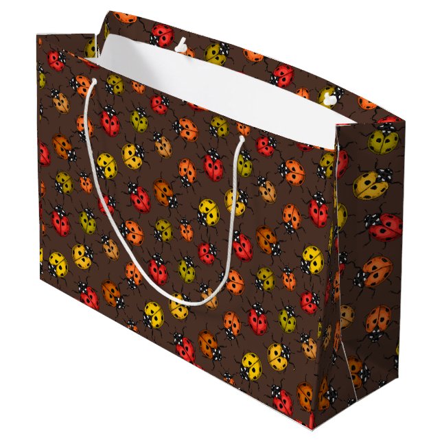 Grand Sac Cadeau Bugs colorés sur brun (Dos Angle)