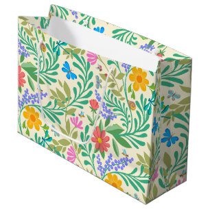 Grand Sac Cadeau Bugs Mignons Funny Floral Printemps Été Pastel Jau