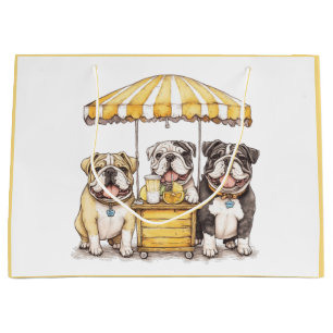 Grand Sac Cadeau Bulldogs Anglais Courant Un Stand De Lemonade