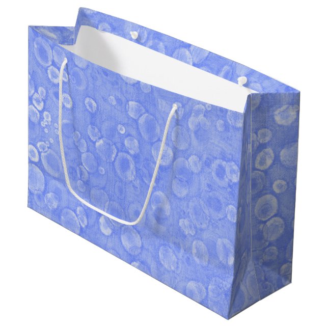 Grand Sac Cadeau Bulles Bleues Et Blanches (Devant Angle)