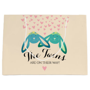 Grand Sac Cadeau Bunny Twin Lovely Baby shower Light Jaune Party