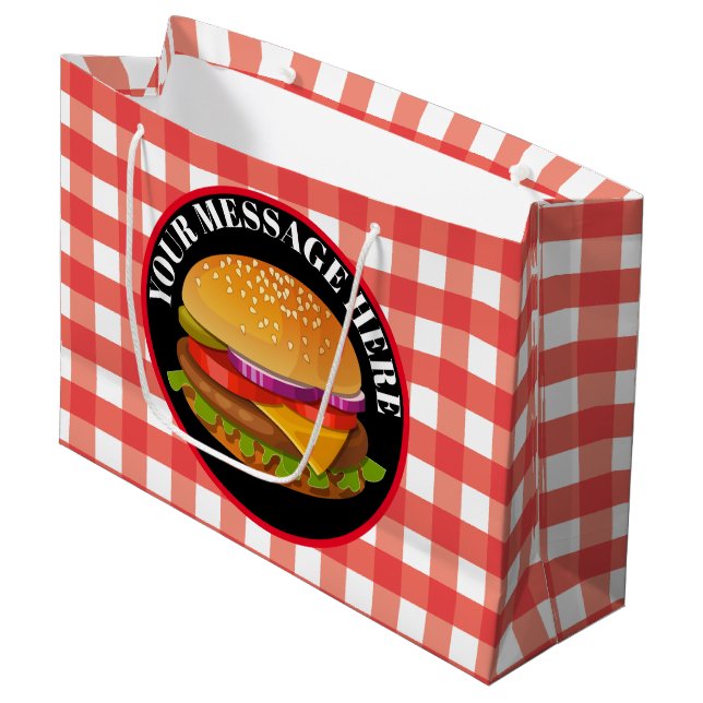 Grand Sac Cadeau Burger fromage mignon ajouter message party (Devant Angle)