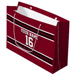 Grand Sac Cadeau Burgundy Black Wht Team Jersey Numéro personnalisé
